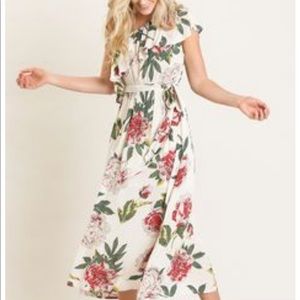 Floral Morning Lavender Off Shoulder Dress